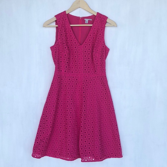 Hot Pink A lined dress. Size 2P. - Picture 1 of 5